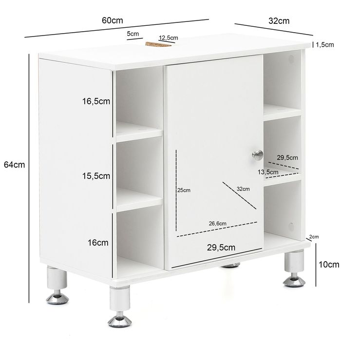 FineBuy Waschbeckenunterschrank Waschtischunterschrank Badezimmermöbel Weiß – Maßzeichnung
