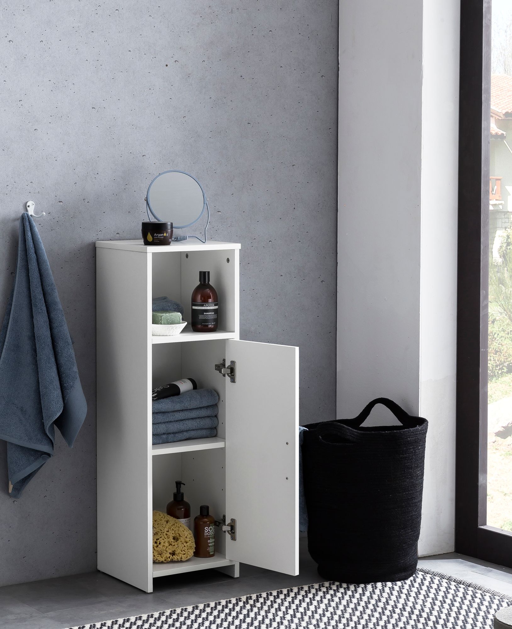 FinBuy Badschrank Spanplatte Beistellschrank Badregal Weiß Schmal Freistehend – Ansicht 2