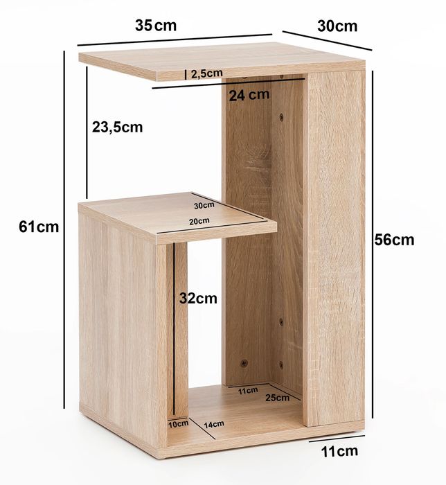 Beistelltisch Holz Anstelltisch Couchtisch Klein Sofatisch – Maßzeichnung