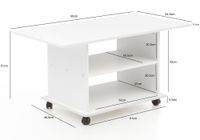 FineBuy Couchtisch 95 x 51 x 54,5 cm Spanplatte Sofatisch Rollen Wohnzimmertisch – Ansicht 3