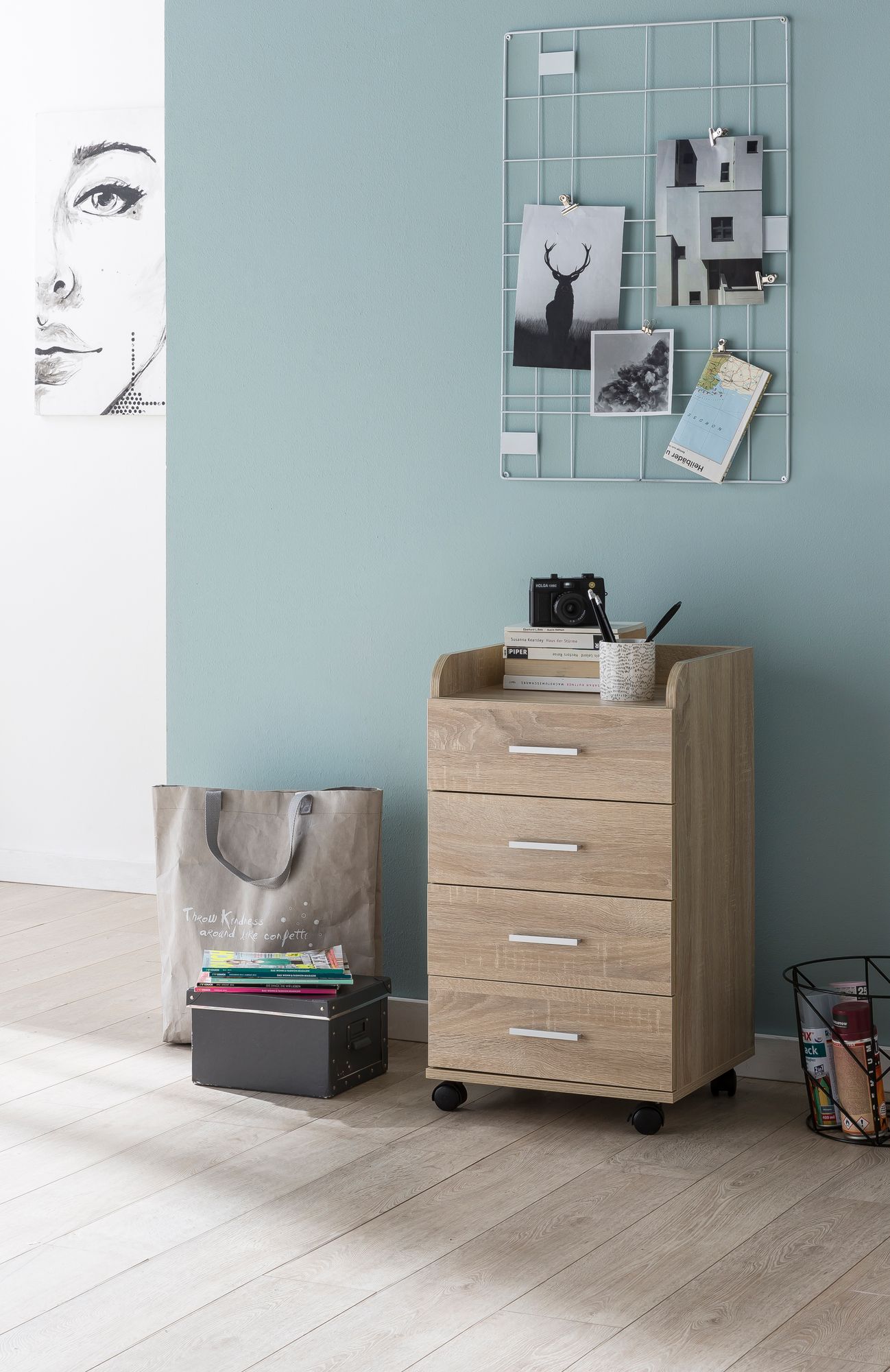 FineBuy Rollcontainer 70,5 cm Standcontainer Bürocontainer mit Rollen Modern – Ansicht 2