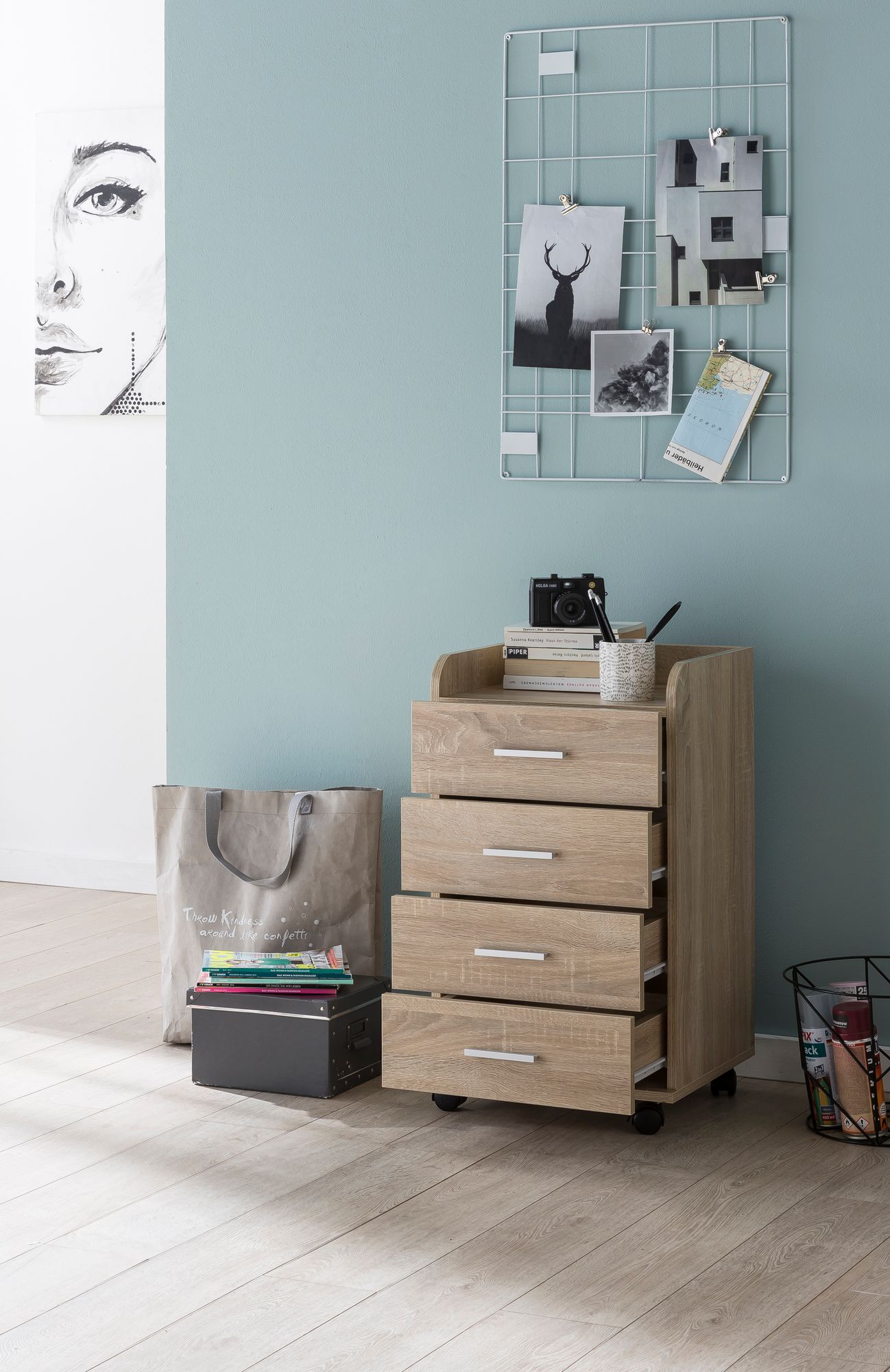 FineBuy Rollcontainer 70,5 cm Standcontainer Bürocontainer mit Rollen Modern – Ansicht 4