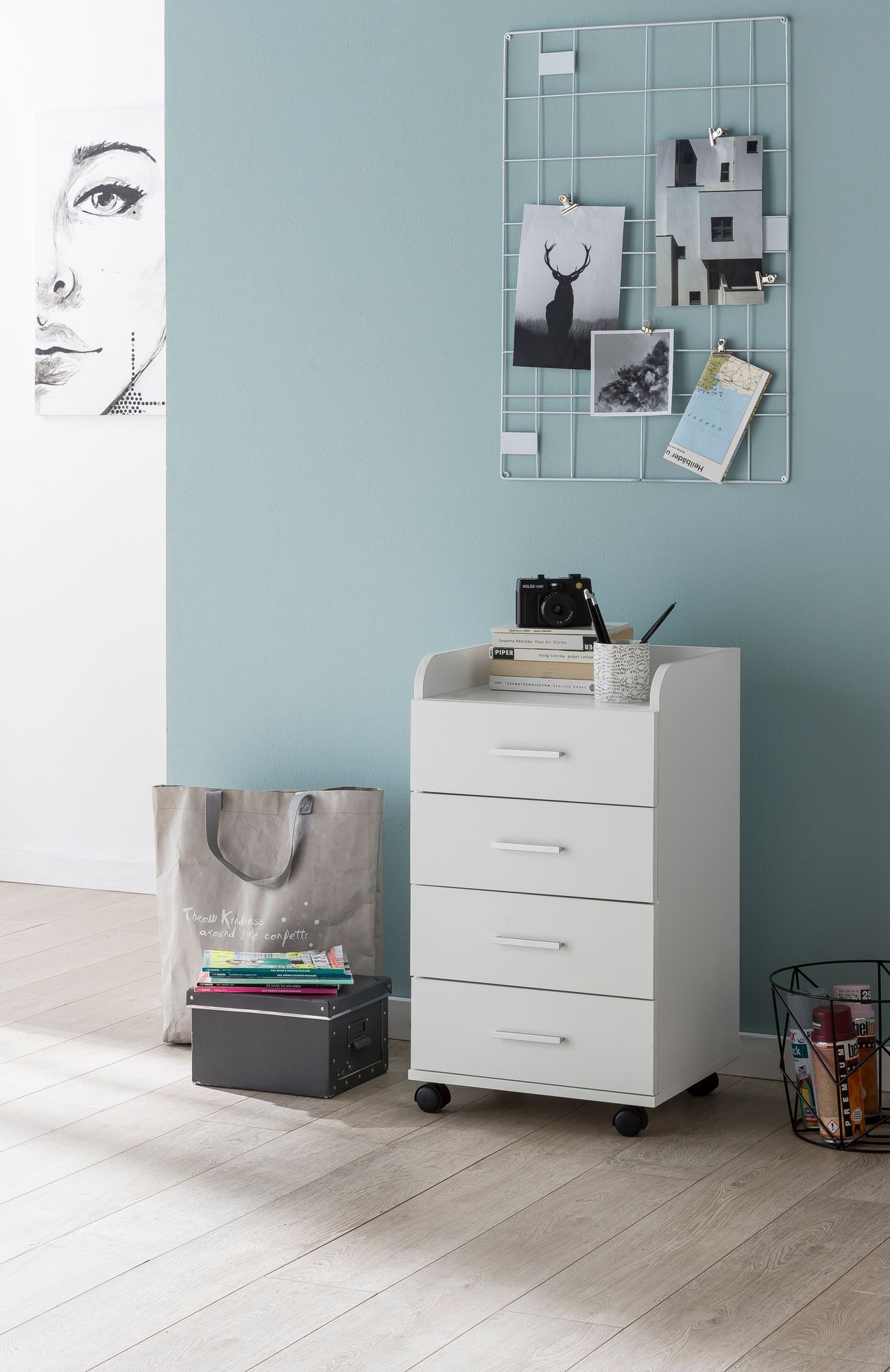 FineBuy Rollcontainer 70,5 cm Standcontainer Bürocontainer mit Rollen Modern – Ansicht 2