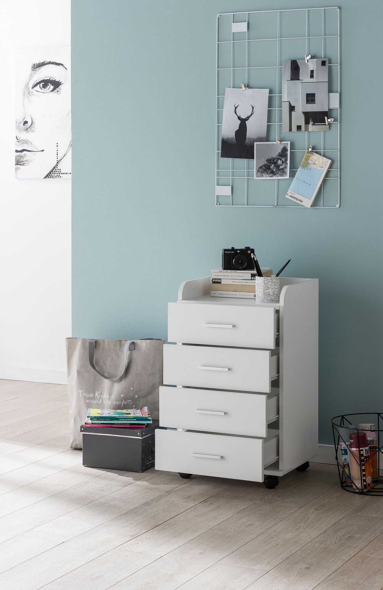 FineBuy Rollcontainer 70,5 cm Standcontainer Bürocontainer mit Rollen Modern – Ansicht 4