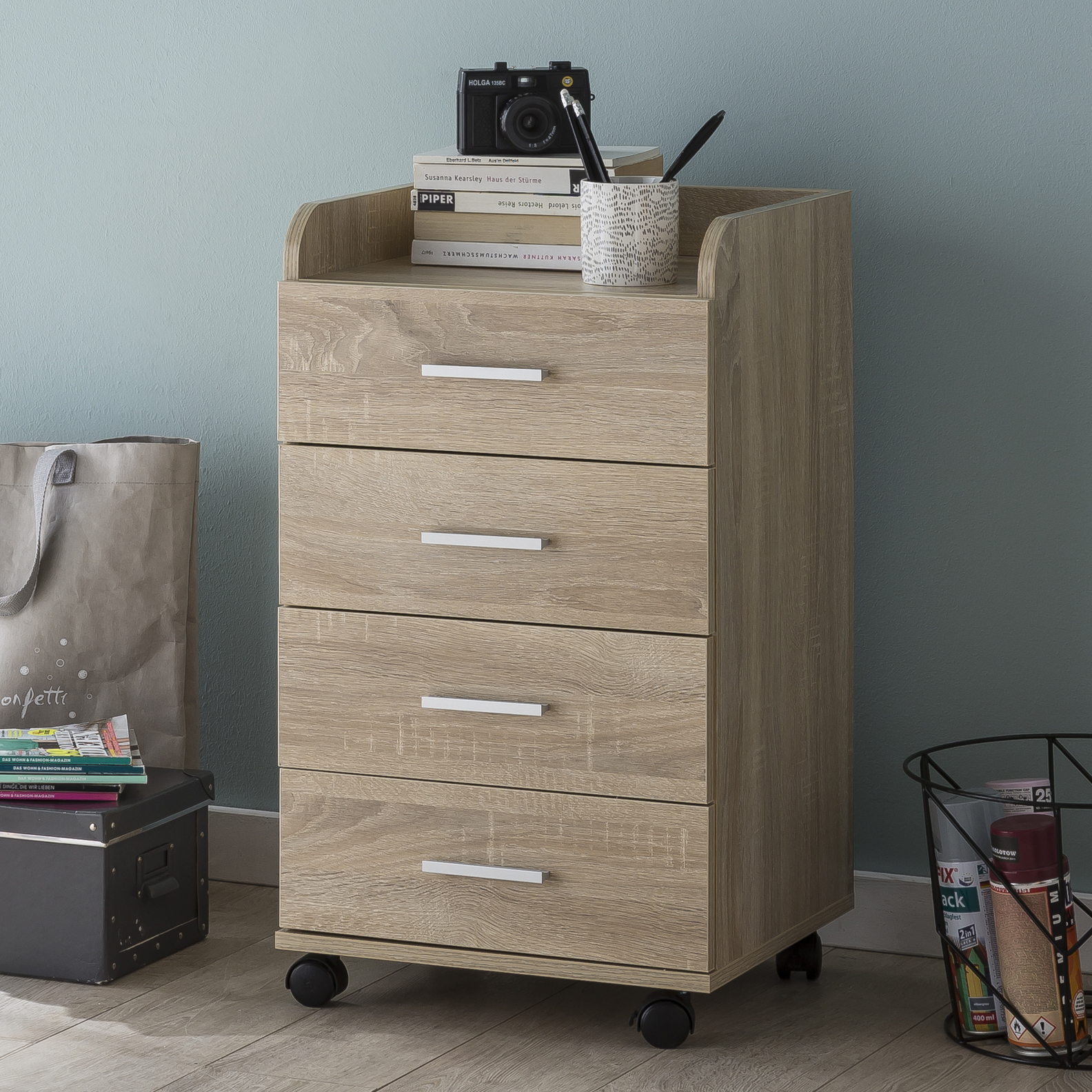 FineBuy Rollcontainer 70,5 cm Standcontainer Bürocontainer mit Rollen Modern – Ansicht 1