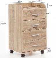 FineBuy Rollcontainer 70,5 cm Standcontainer Bürocontainer mit Rollen Modern – Ansicht 3