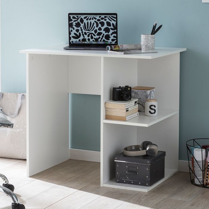 FineBuy Schreibtisch 82 x 76 x 60 cm mit Ablage, Kinderschreibtisch, Kleiner Laptop PC Tisch Büro ohne Rollen, Bürotisch, Arbeitstisch Klein Computertisch