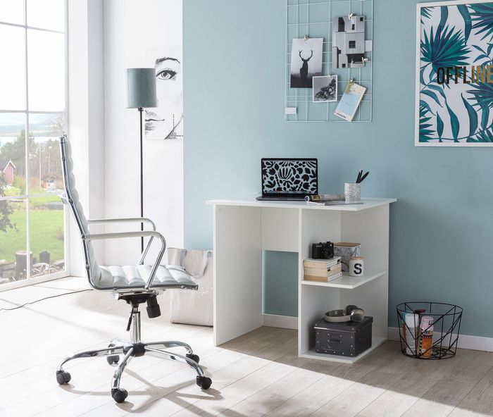 FineBuy Schreibtisch 82 x 76 x 60  cm mit Ablage, Kinderschreibtisch, Kleiner Laptop PC Tisch Büro ohne Rollen, Bürotisch, Arbeitstisch Klein Computertisch