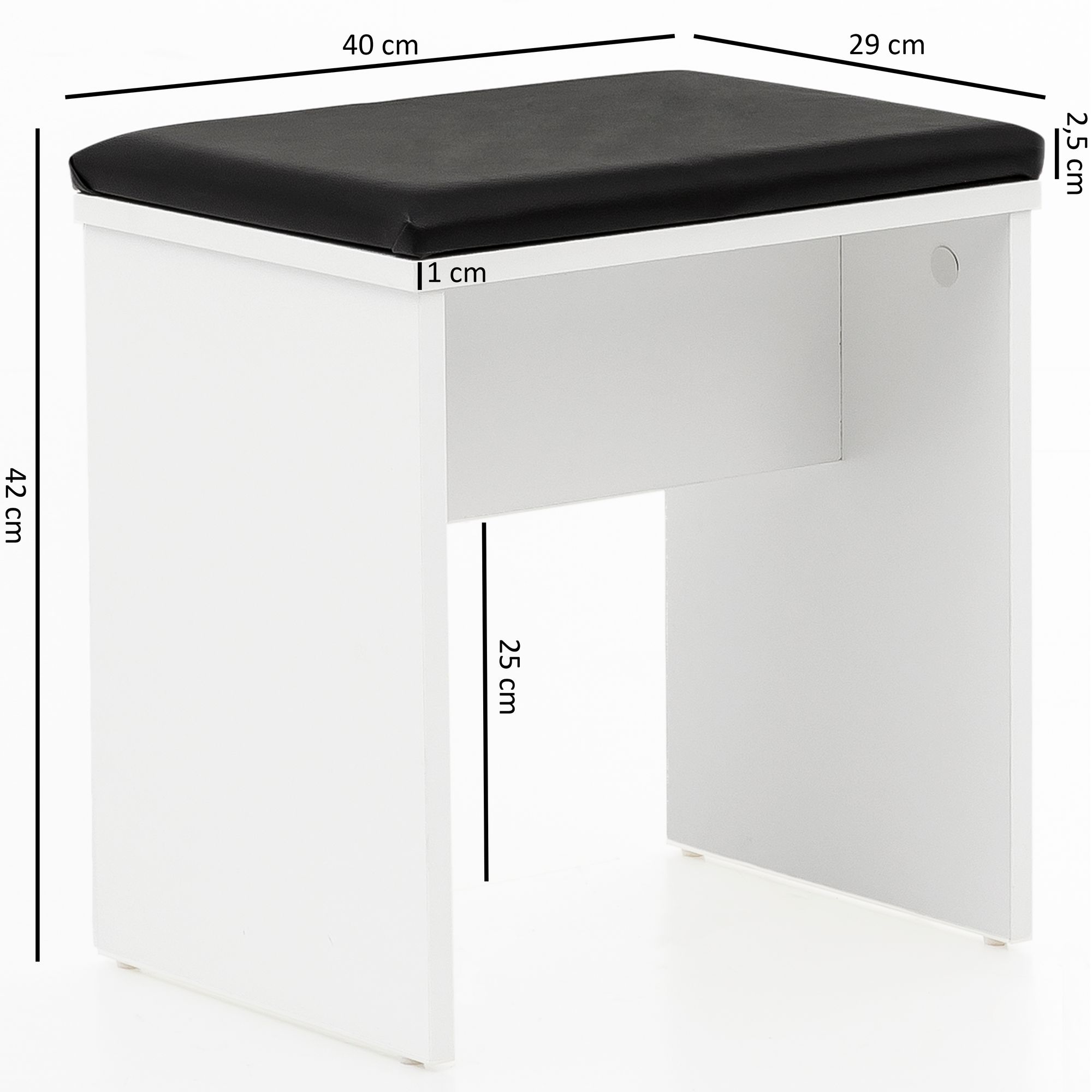 FineBuy Schminktisch FB51641 Kosmetiktisch Frisiertisch Weiß Spiegel & Hocker – Ansicht 4
