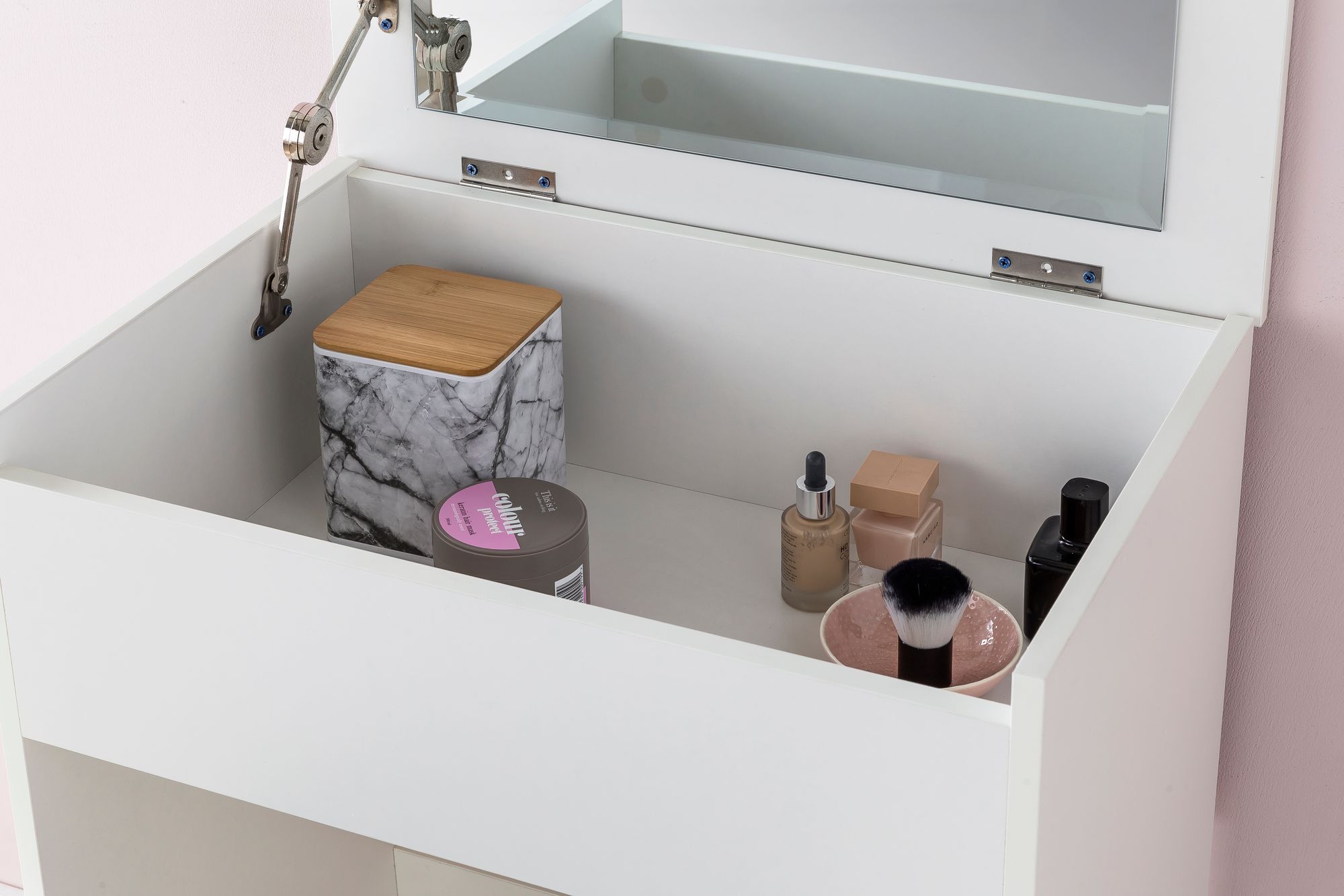 FineBuy Schminktisch FB51641 Kosmetiktisch Frisiertisch Weiß Spiegel & Hocker – Ansicht 7