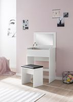FineBuy Schminktisch FB51641 Kosmetiktisch Frisiertisch Weiß Spiegel & Hocker – Ansicht 2