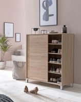 Schuhschrank 100cm für 20 Paar Schuhe Schuhregal mit Schiebetüren Schuhkommode – Ansicht 2