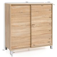 Schuhschrank 100cm für 20 Paar Schuhe Schuhregal mit Schiebetüren Schuhkommode – Ansicht 3