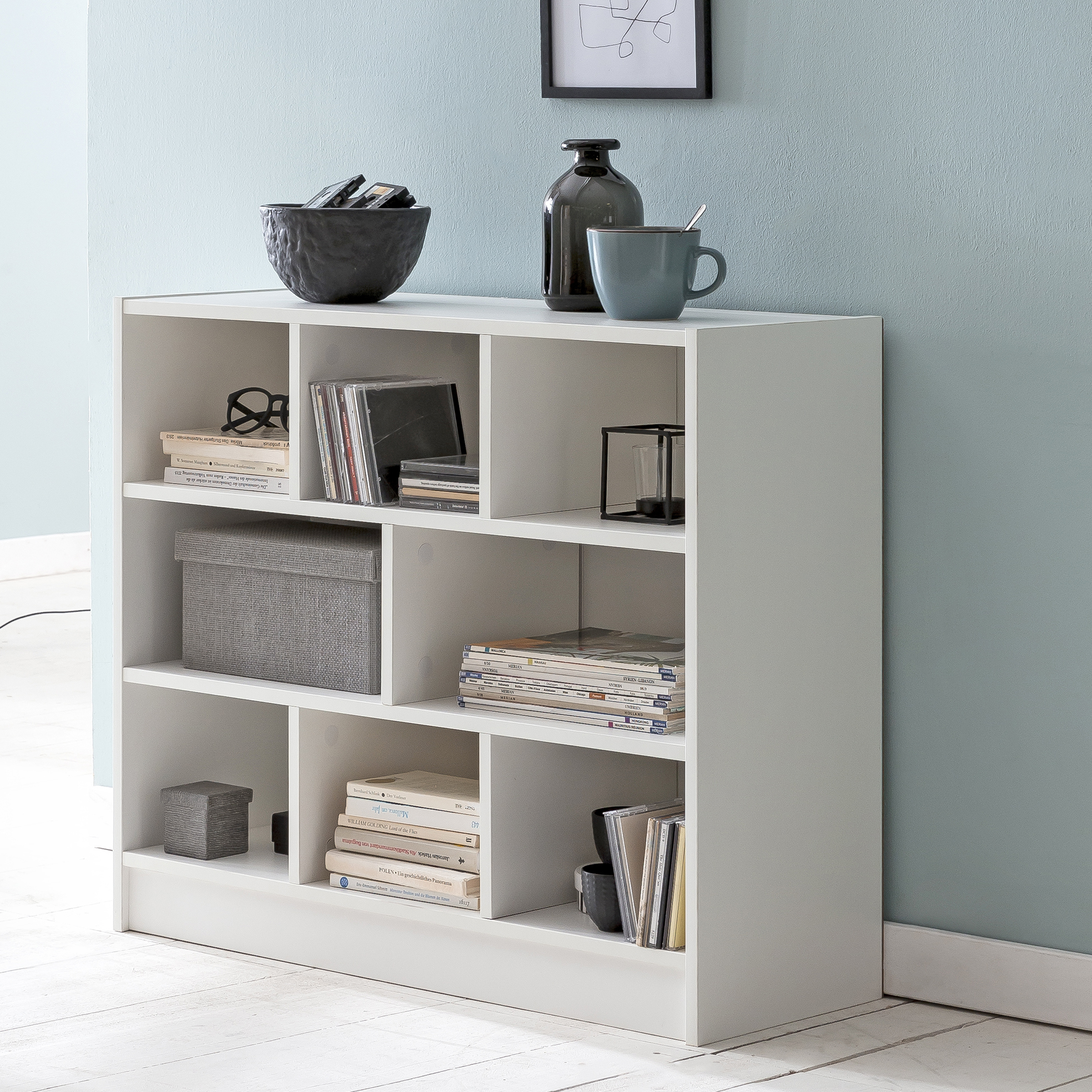 FineBuy Bücherregal SV51829 Holzregal Standregal Holz Regal Flurregal modern – Ansicht 1
