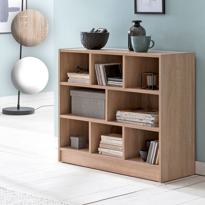 FineBuy Bücherregal SV51829 80 x 68,5 x 29,5 cm Regal Standregal modern, Flurregal Schuhregal schmal, Design Dekoregal Holz, Holzregal mit Fächern, Ablageregal Wohnzimmer Abstellraum 18243