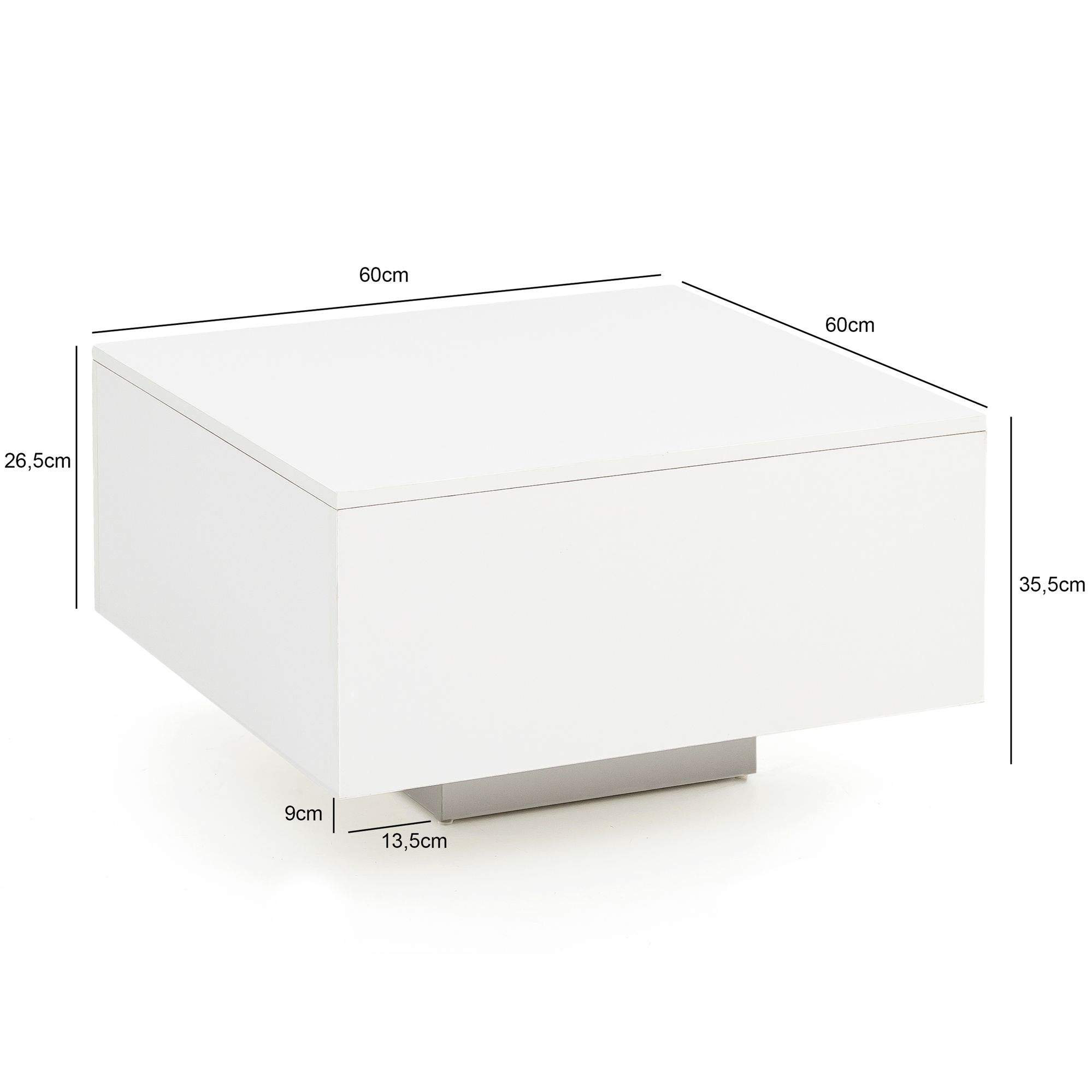 FineBuy Couchtisch Weiß 60 x 60 cm Wohnzimmertisch Beistelltisch Quadratisch – Ansicht 2