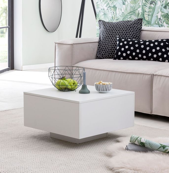 FineBuy Design Couchtisch 60 x 60 cm Quadratisch - Holz Weiß, Wohnzimmertisch, Cube Beistelltisch 4250950288393