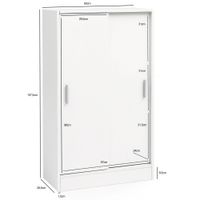 Sideboard 60cm Weiß mit 2 Schiebetüren Aktenschrank Kommode in modernem Design – Ansicht 3