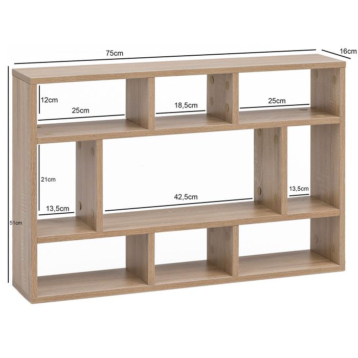 FineBuy Wandregal Hängeregal Wandboard Holz Bücherregal Klein Modern – Maßzeichnung