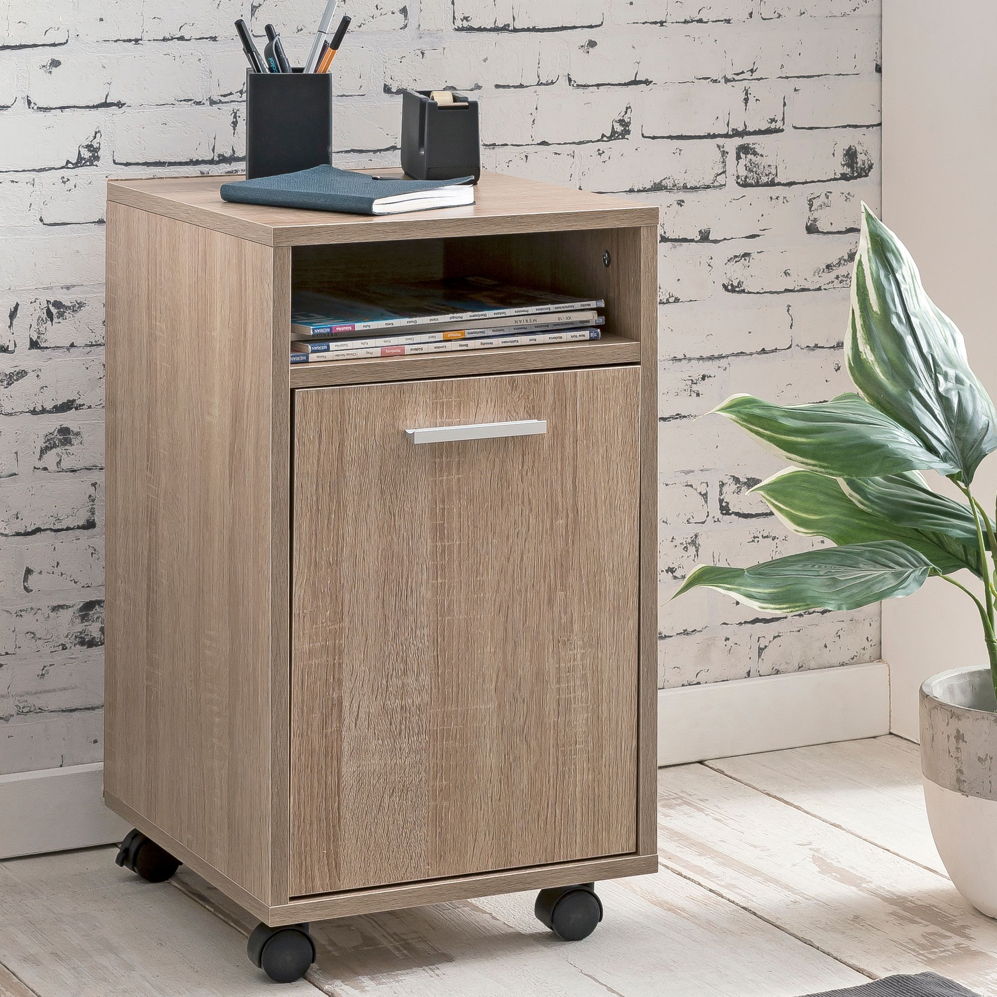 FineBuy Rollcontainer Schreibtischcontainer 33x60x38 Bürocontainer Holz – Ansicht 1