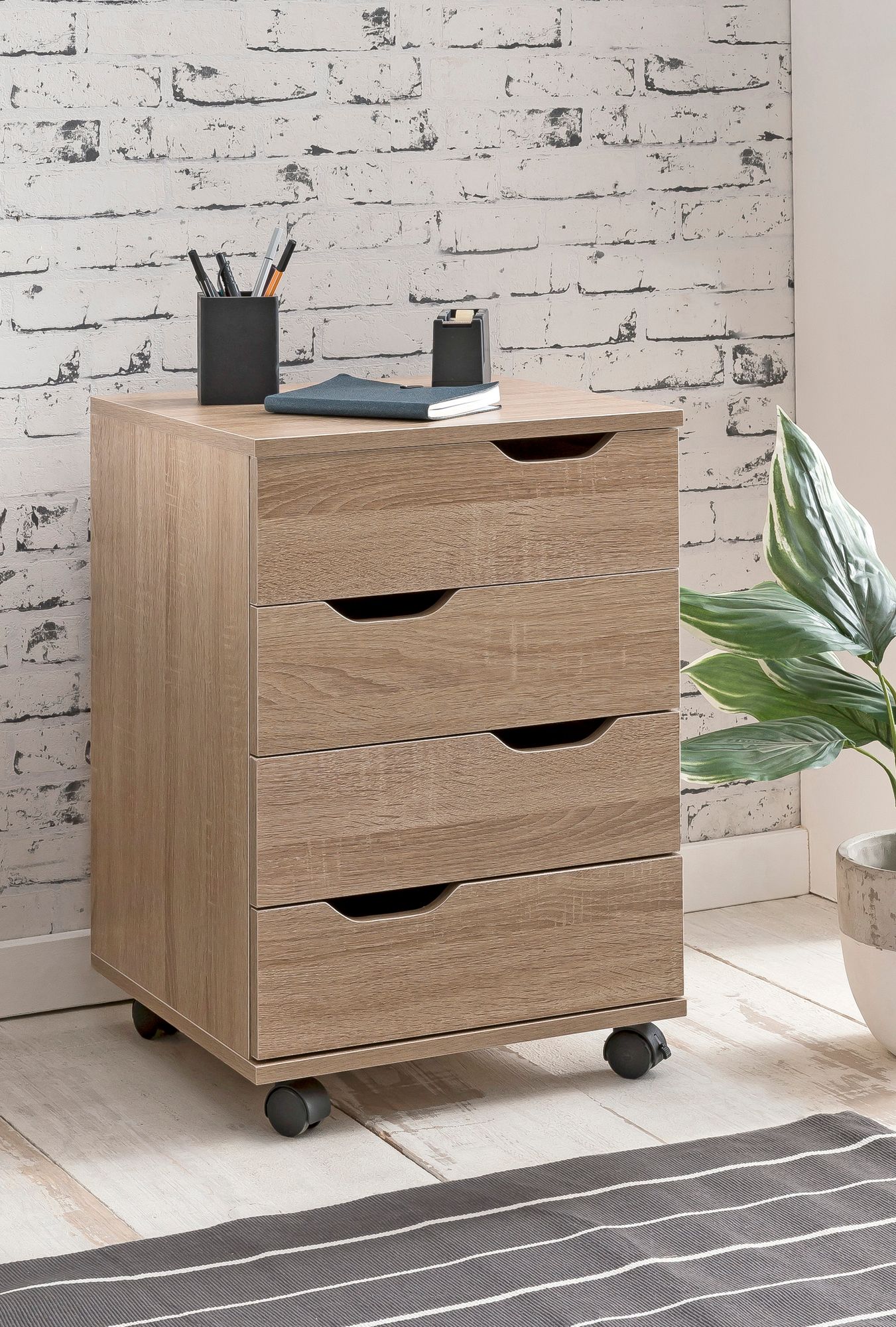 FineBuy Rollcontainer Schreibtischcontainer 40 x 60 x 40 cm Holz Büro – Ansicht 2