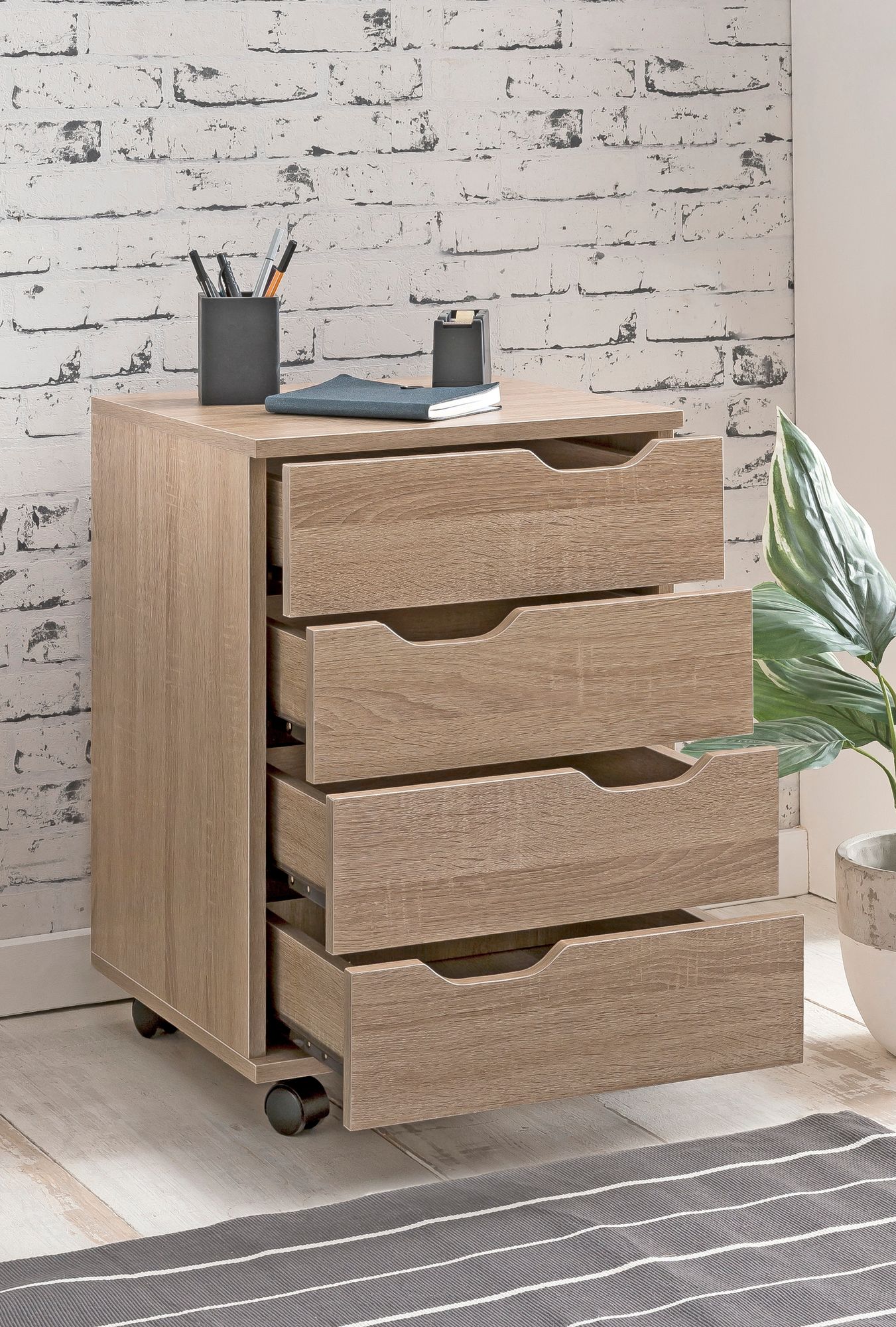 FineBuy Rollcontainer Schreibtischcontainer 40 x 60 x 40 cm Holz Büro – Ansicht 4