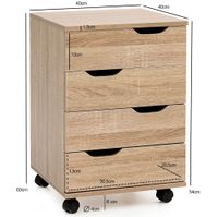 FineBuy Rollcontainer Schreibtischcontainer 40 x 60 x 40 cm Holz Büro – Ansicht 3
