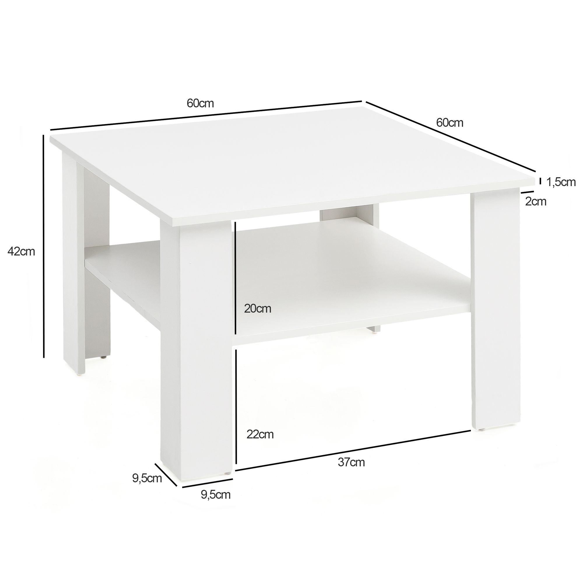FineBuy Couchtisch SV51868 Tisch Holz 60x42x60cm Wohnzimmertisch Sofatisch klein – Ansicht 3