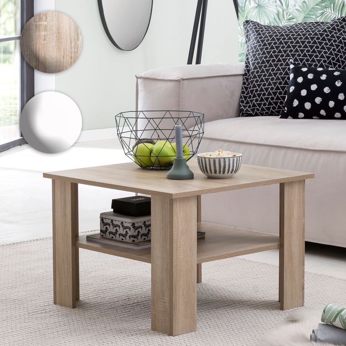 FineBuy Couchtisch SV51868 Holz 60 x 42 x 60 cm Design Holztisch mit Ablage, Wohnzimmertisch Coffee Table, Sofatisch Loungetisch, Kaffeetisch Stubentisch mit Stauraum, Tisch Wohnzimmer 18298