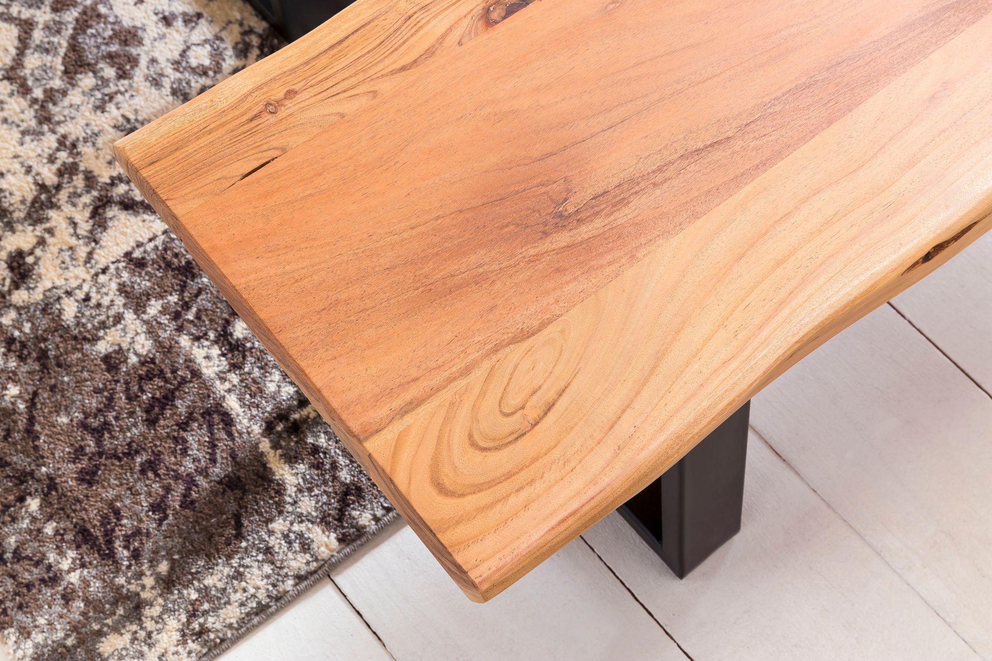 FineBuy Baumstamm Esszimmerbank 160 cm Baumkante Massivholz Essbank Holzbank – Ansicht 5