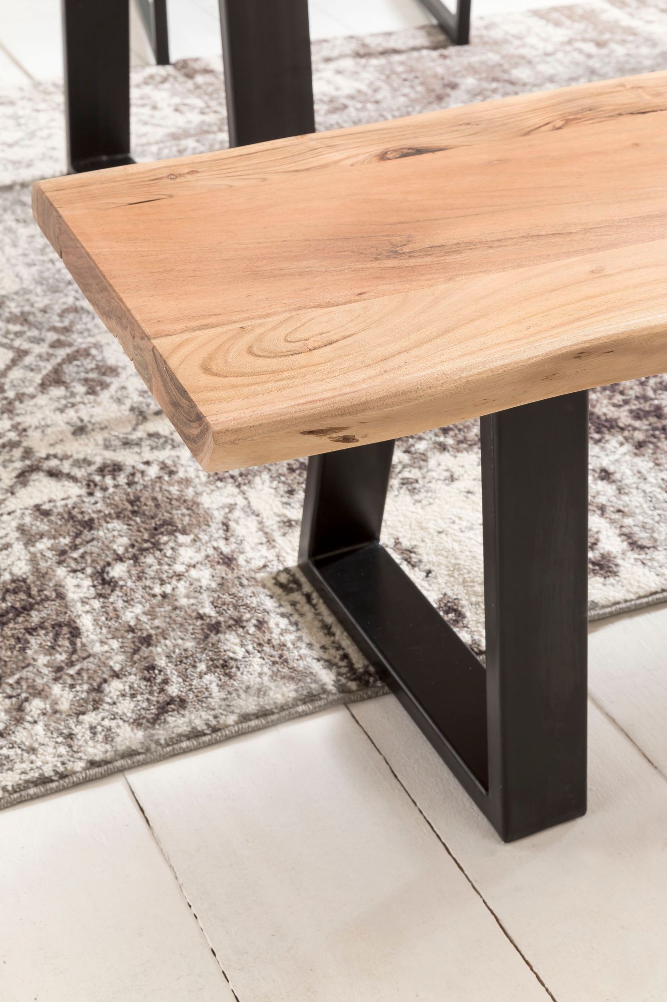 FineBuy Baumstamm Esszimmerbank 160 cm Baumkante Massivholz Essbank Holzbank – Ansicht 6