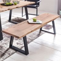 FineBuy Baumstamm Esszimmerbank 160 cm Baumkante Massivholz Essbank Holzbank – Ansicht 1