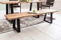 FineBuy Baumstamm Esszimmerbank 160 cm Baumkante Massivholz Essbank Holzbank – Ansicht 2
