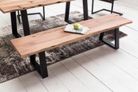 FineBuy Baumstamm Esszimmerbank 160 cm Baumkante Massivholz Essbank Holzbank – Ansicht 4