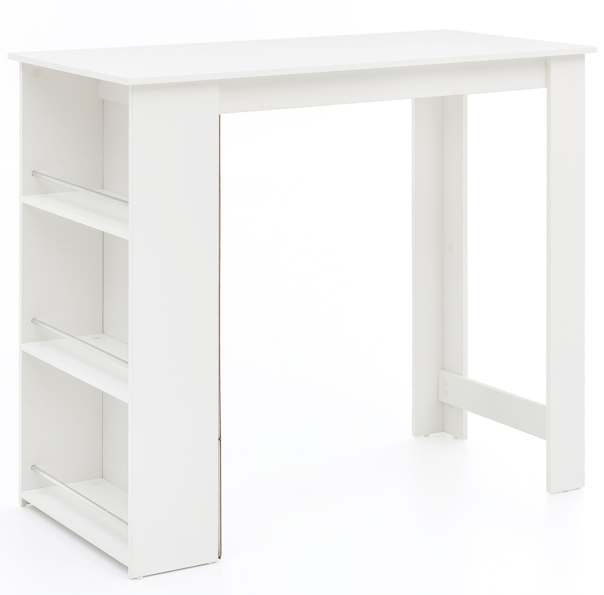 FineBuy Bartisch 120 x 60 cm Stehtisch Holz Küchenbartisch, Bartresen mit integriertem Regal, Tresentisch mit Bar, Tresen Küchen Tisch