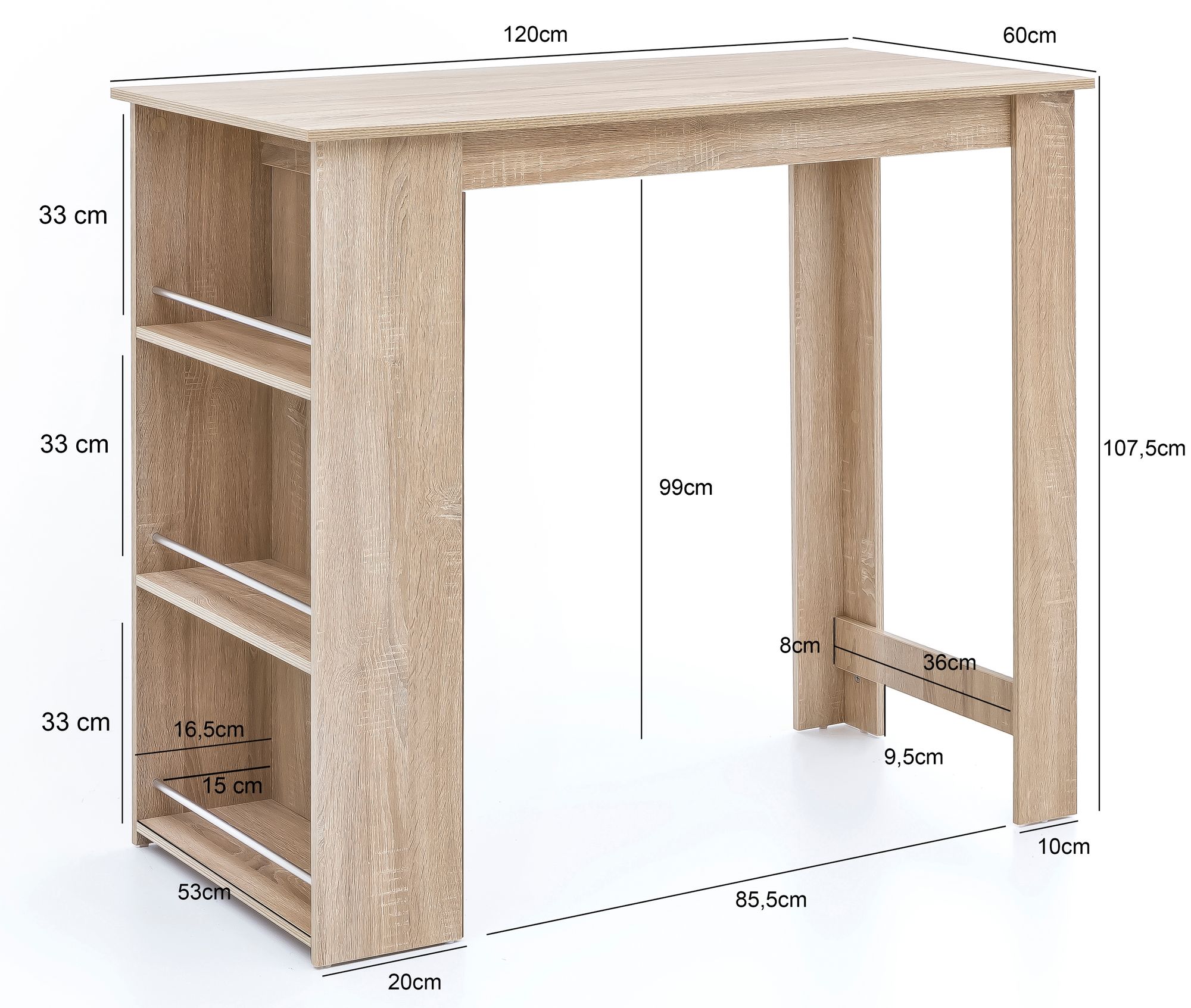 FineBuy Bartisch Stehtisch Bartresen Tisch Bistrotisch Tresen Bar Tresentisch – Ansicht 3