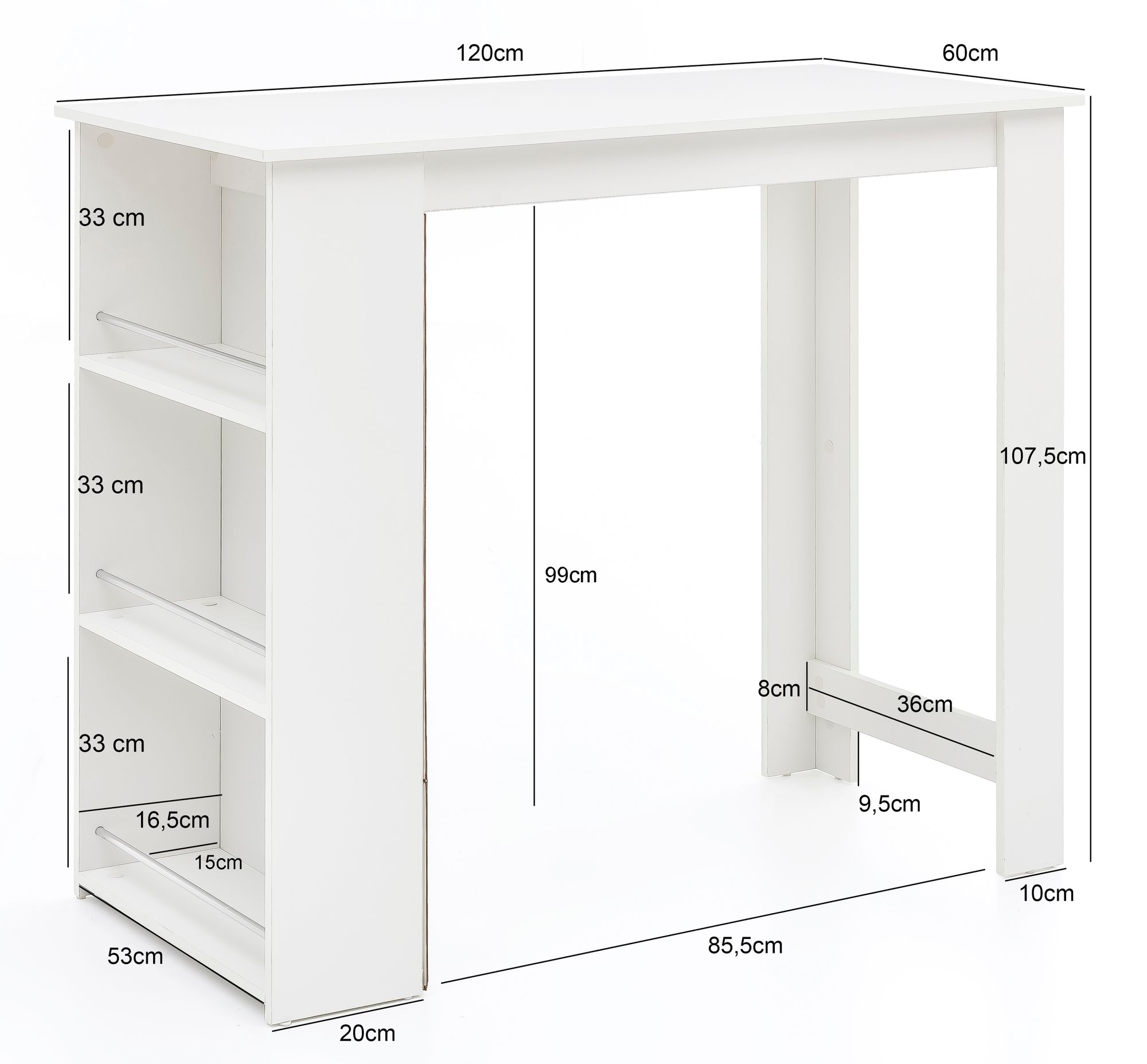 FineBuy Bartisch Stehtisch Bartresen Tisch Bistrotisch Tresen Bar Tresentisch – Ansicht 3