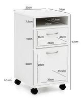 FineBuy Rollcontainer 33x63x38cm Schreibtischcontainer Rollen Bürocontainer Holz – Ansicht 3
