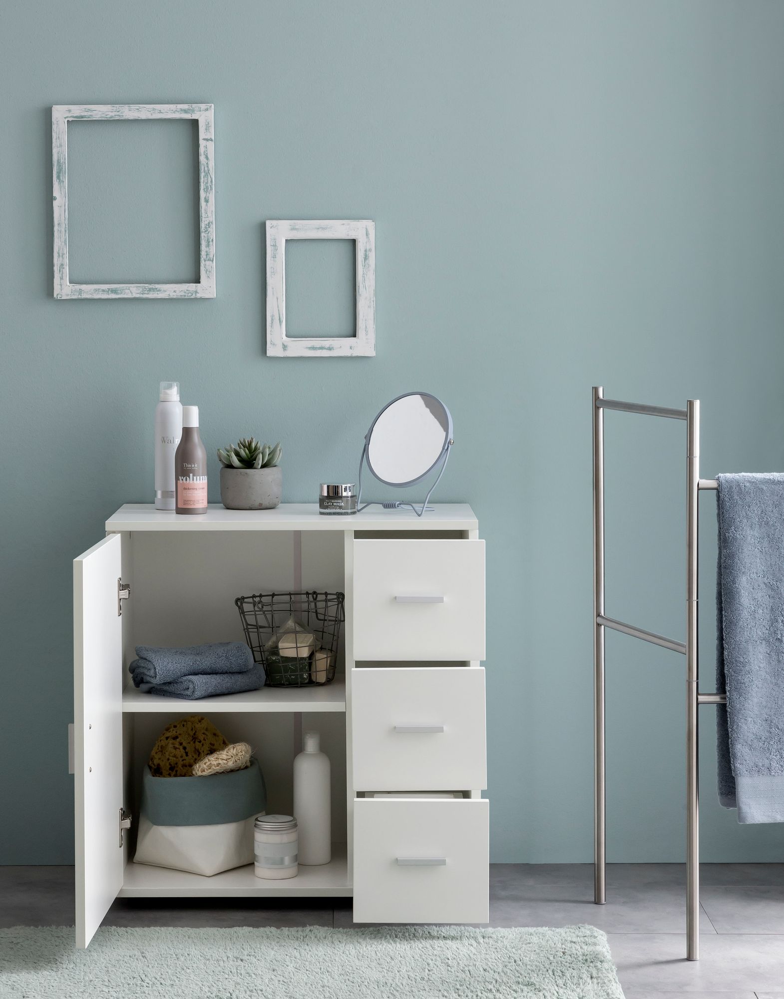 FineBuy Badschrank Midischrank Weiß Badezimmerschrank Matt Kommode – Ansicht 4