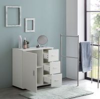 FineBuy Badschrank Midischrank Weiß Badezimmerschrank Matt Kommode – Ansicht 2