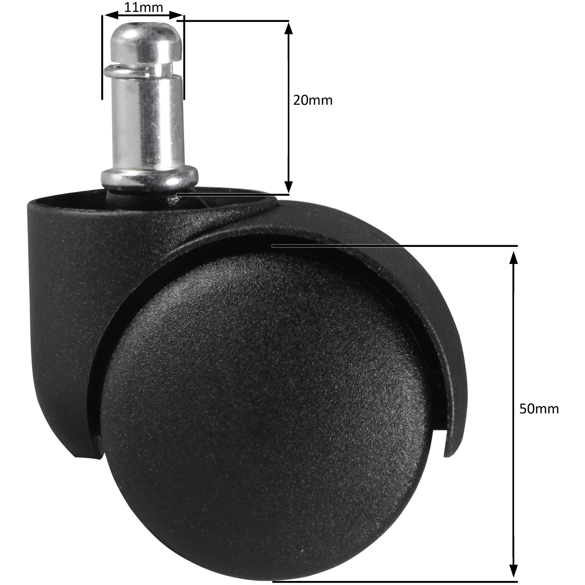 FineBuy 5er Set Rollen für Bürostuhl 11 Teppichbodenrollen 50 mm Weichbodenrollen – Ansicht 2