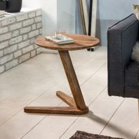 FineBuy Beistelltisch Massivholz Anstelltisch Rund Wohnzimmertisch Landhausstil – Ansicht 1