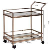 FineBuy Servierwagen Gold Beistelltisch Rollen Küchen- Speisewagen Glas Teewagen – Ansicht 3
