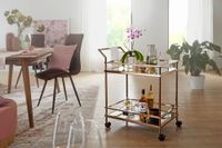 FineBuy Servierwagen Gold Beistelltisch Rollen Küchen- Speisewagen Glas Teewagen – Ansicht 2
