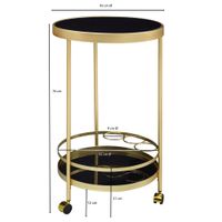 FineBuy Servierwagen Gold Beistelltisch auf Rollen Glas Speisewagen Rund Ø 45 cm – Ansicht 2