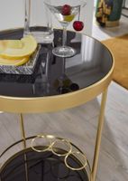 FineBuy Servierwagen Gold Beistelltisch auf Rollen Glas Speisewagen Rund Ø 45 cm – Ansicht 4