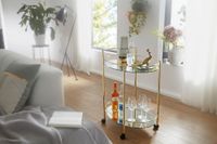 FineBuy Servierwagen Gold Beistelltisch auf Rollen Glas Speisewagen Teewagen – Ansicht 2