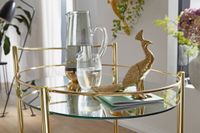 FineBuy Servierwagen Gold Beistelltisch auf Rollen Glas Speisewagen Teewagen – Ansicht 4