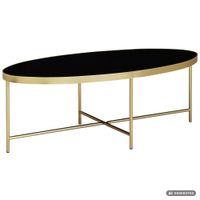 FineBuy Couchtisch Glas Schwarz Wohnzimmertisch Oval 110 x 56 Glastisch Gold – Ansicht 6