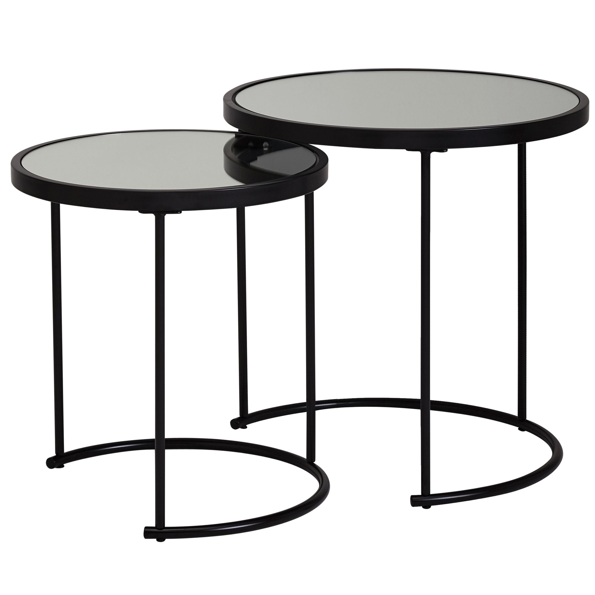 FineBuy Design Beistelltisch Rund Ø 50/42 cm - 2 teilig Schwarz mit Spiegel Glas, Wohnzimmertisch 2er Set, Satztisch verspiegelt, Couchtisch | Farbe: Schwarz FineBuy Design Beistelltisch Rund Ø 50/42 cm - 2 teilig Schwarz mit Spiegel Glas, Wohnzimmertisch 2er Set, Satztisch verspiegelt, Couchtisch | Farbe: Schwarz